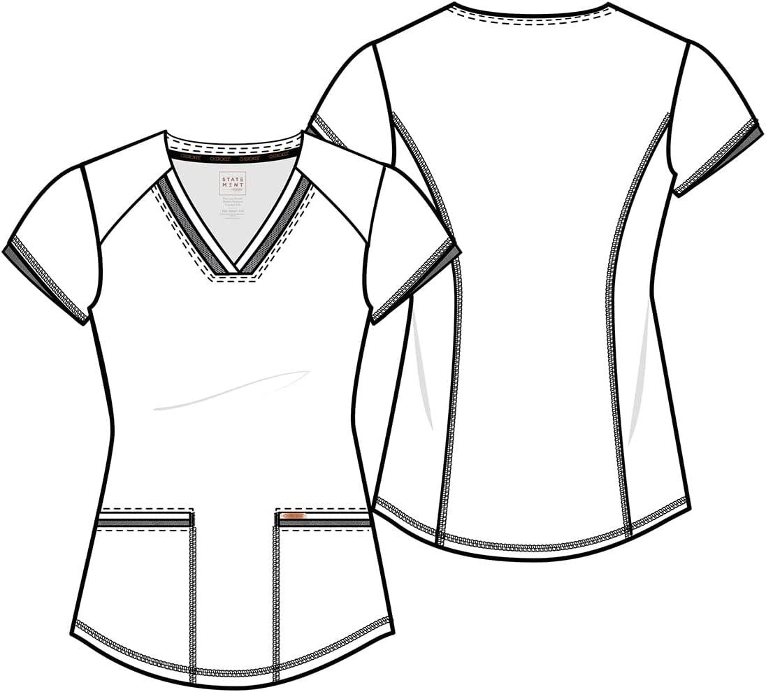 imageCherokee Form Scrub Tops for Women Stretchy VNeck Knit Scrub Top CK840Bright Sage