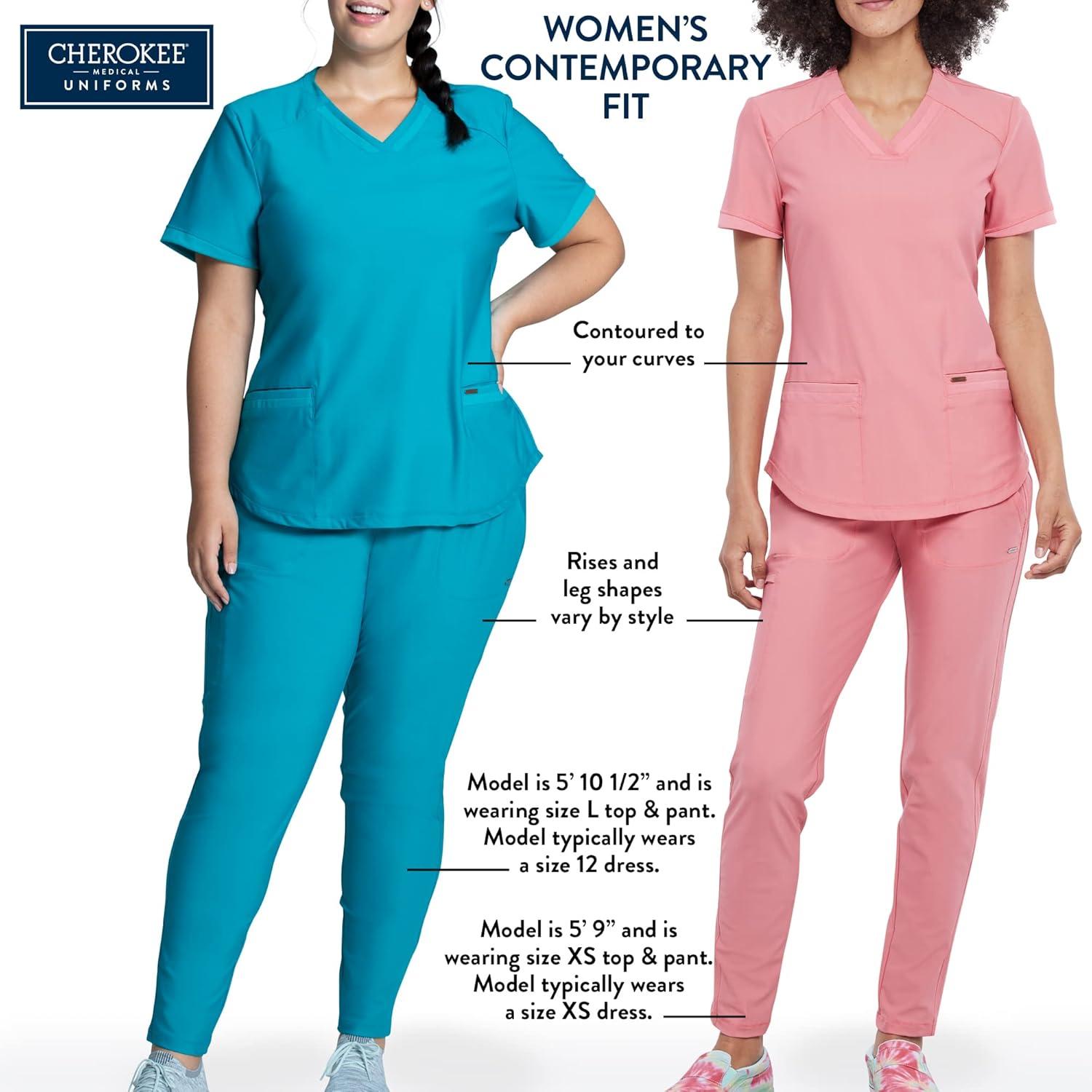 imageCherokee Form Scrub Tops for Women Stretchy VNeck Knit Scrub Top CK840Royal