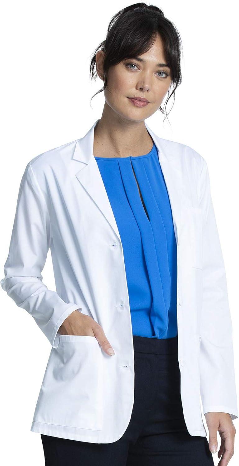 imageCherokee Lab Coat Women 28 amp 30 Medical Scrub Consultation White Lab Coat Long Sleeve with 3 Pockets Easy Care CK451White