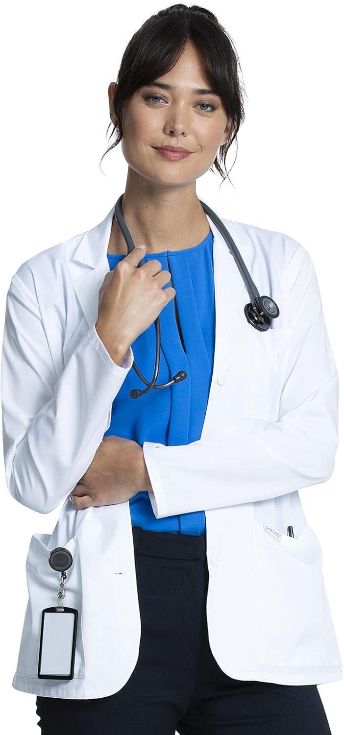 imageCherokee Lab Coat Women 28 amp 30 Medical Scrub Consultation White Lab Coat Long Sleeve with 3 Pockets Easy Care CK451White