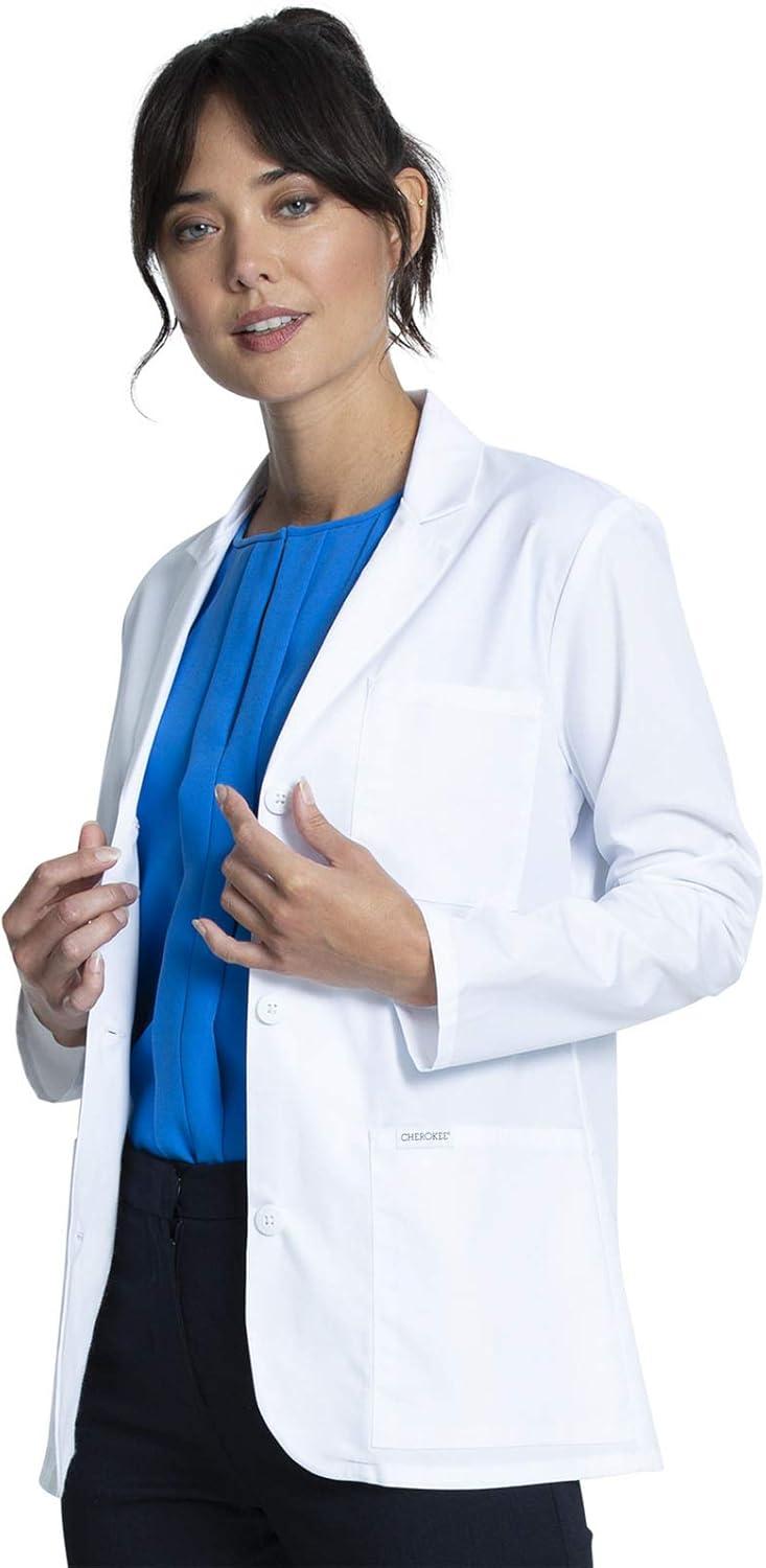 imageCherokee Lab Coat Women 28 amp 30 Medical Scrub Consultation White Lab Coat Long Sleeve with 3 Pockets Easy Care CK451White