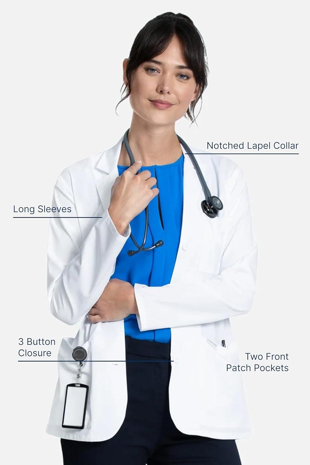 imageCherokee Lab Coat Women 28 amp 30 Medical Scrub Consultation White Lab Coat Long Sleeve with 3 Pockets Easy Care CK451White