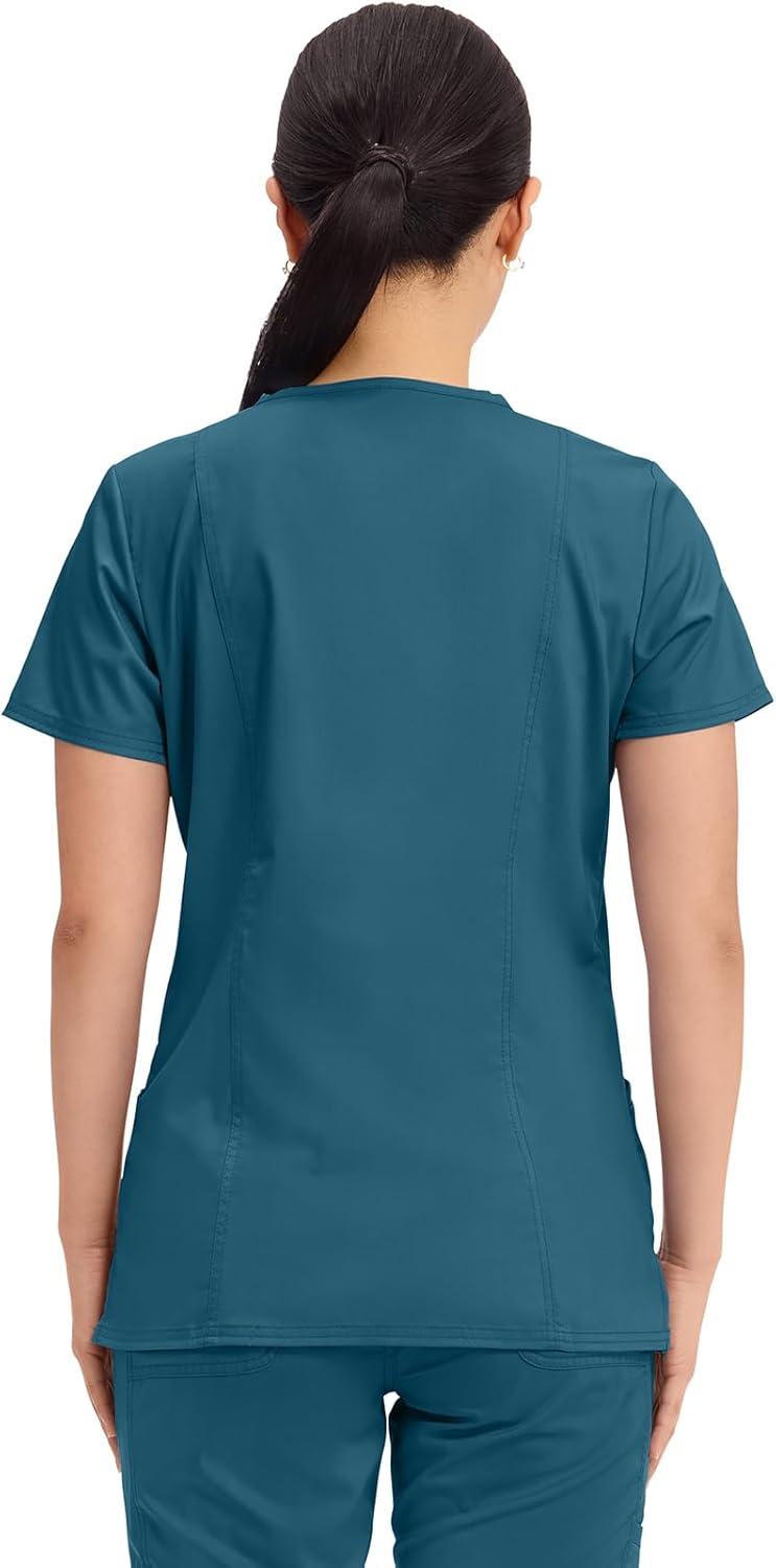 imageCherokee Medical Womens Scrub Top VNeck Modern Classic Fit with 3 Pockets Ultra Soft and 2Way Stretch Fabric WW620Caribbean Blue