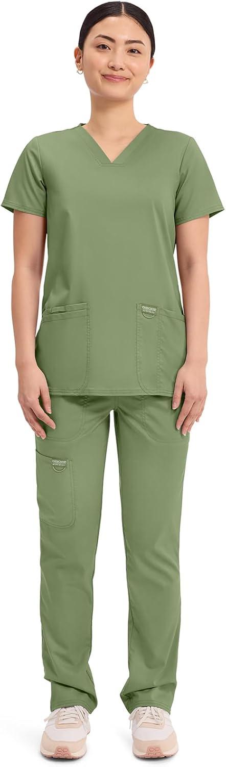imageCherokee Medical Womens Scrub Top VNeck Modern Classic Fit with 3 Pockets Ultra Soft and 2Way Stretch Fabric WW620Celery Green