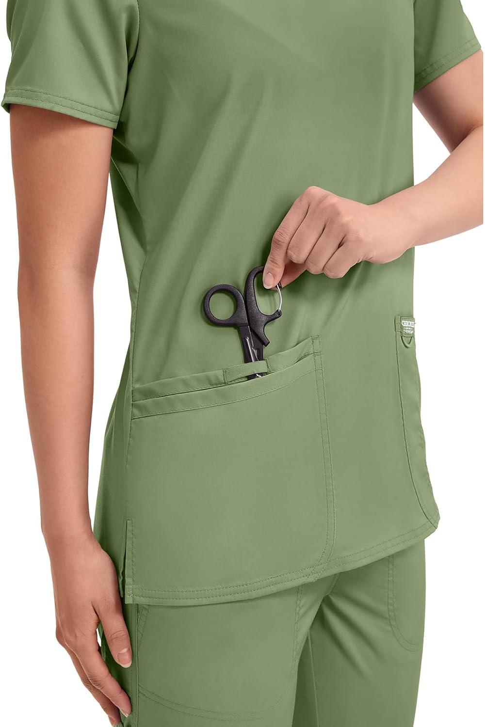 imageCherokee Medical Womens Scrub Top VNeck Modern Classic Fit with 3 Pockets Ultra Soft and 2Way Stretch Fabric WW620Celery Green