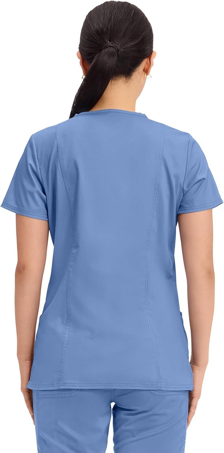 imageCherokee Medical Womens Scrub Top VNeck Modern Classic Fit with 3 Pockets Ultra Soft and 2Way Stretch Fabric WW620Ciel Blue