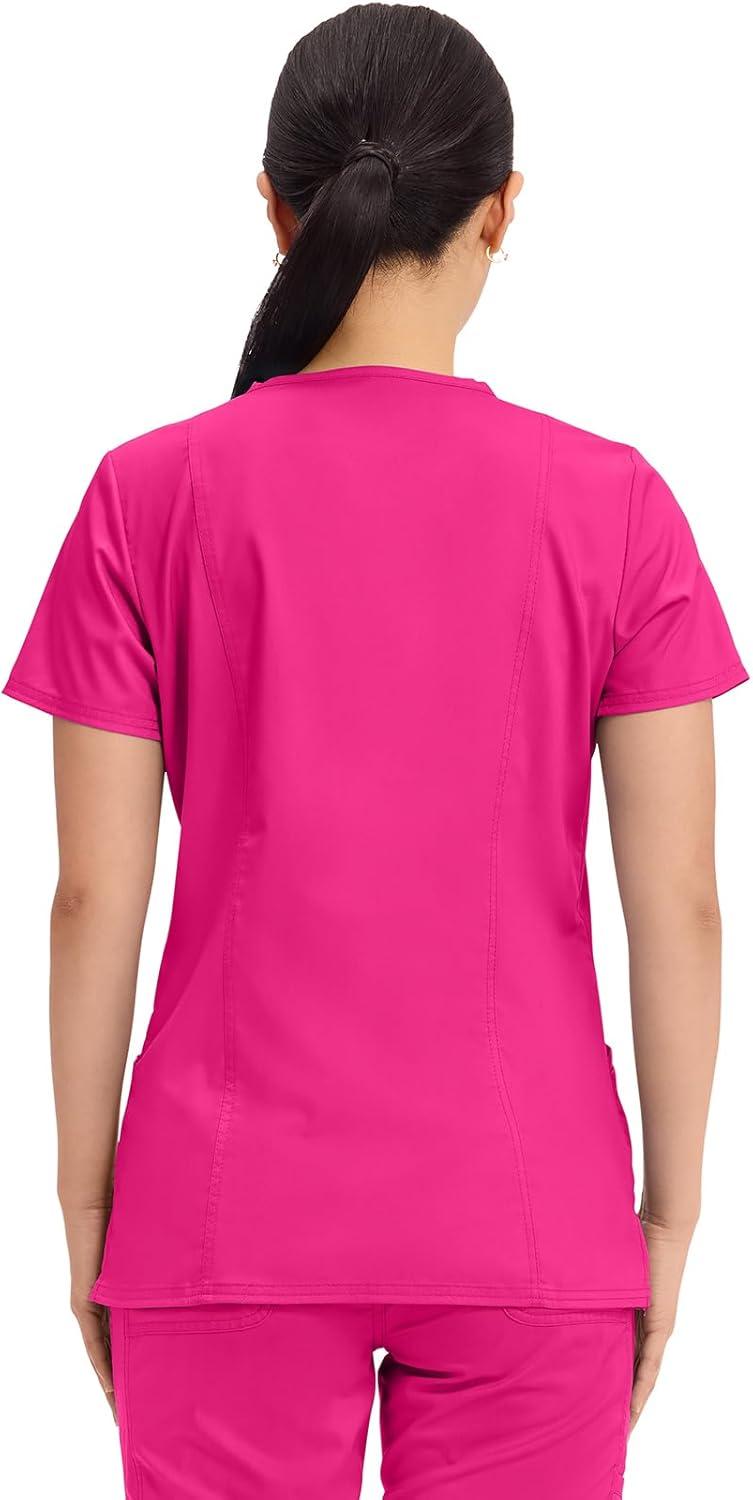 imageCherokee Medical Womens Scrub Top VNeck Modern Classic Fit with 3 Pockets Ultra Soft and 2Way Stretch Fabric WW620Electric Pink