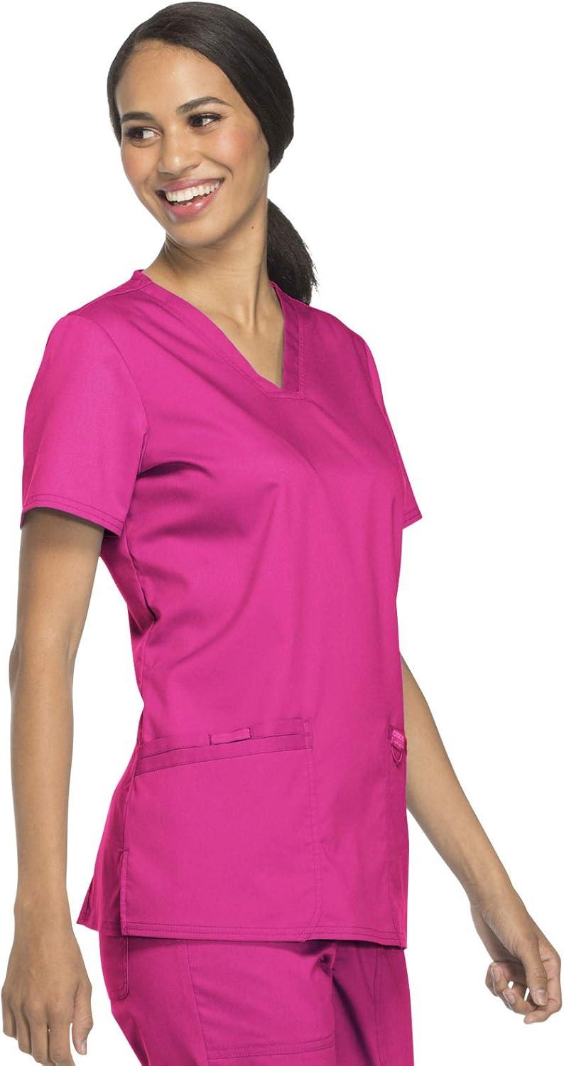 imageCherokee Medical Womens Scrub Top VNeck Modern Classic Fit with 3 Pockets Ultra Soft and 2Way Stretch Fabric WW620Electric Pink