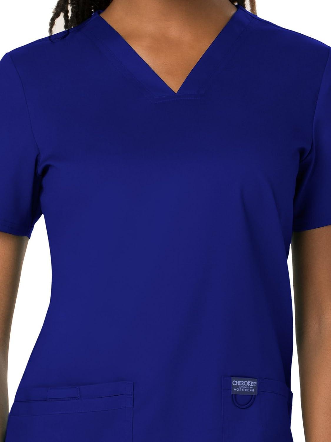imageCherokee Medical Womens Scrub Top VNeck Modern Classic Fit with 3 Pockets Ultra Soft and 2Way Stretch Fabric WW620Galaxy Blue