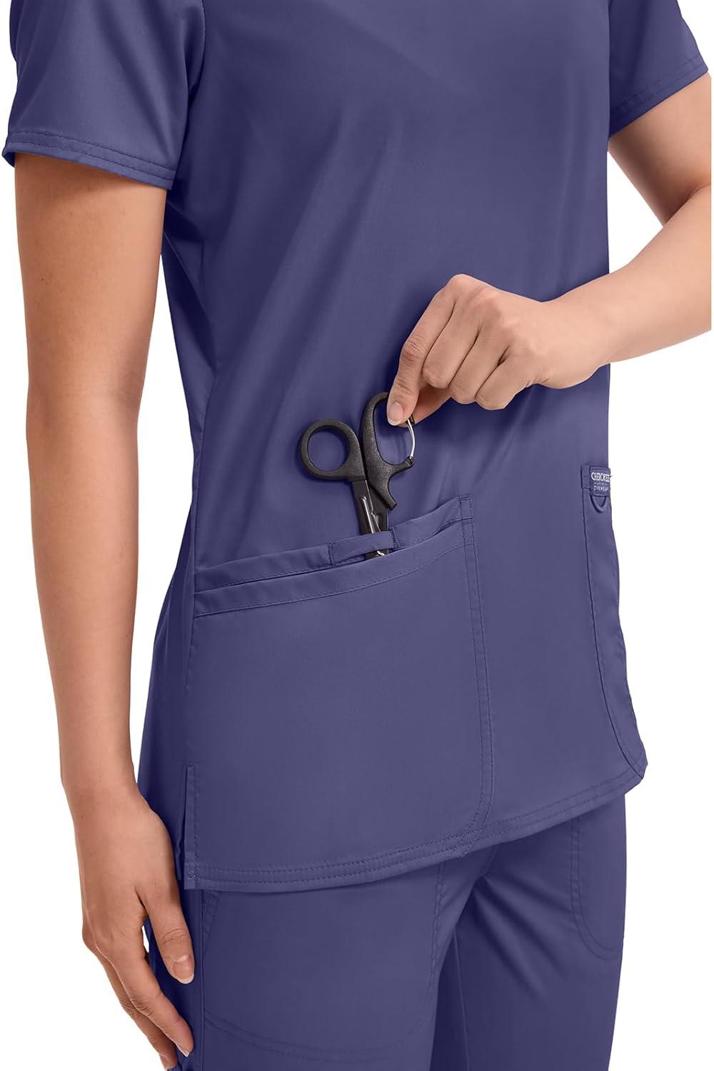 imageCherokee Medical Womens Scrub Top VNeck Modern Classic Fit with 3 Pockets Ultra Soft and 2Way Stretch Fabric WW620Grape
