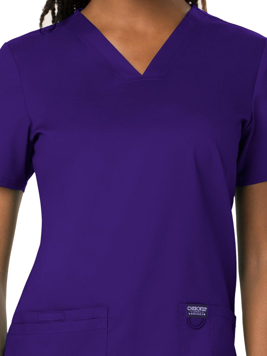imageCherokee Medical Womens Scrub Top VNeck Modern Classic Fit with 3 Pockets Ultra Soft and 2Way Stretch Fabric WW620Grape