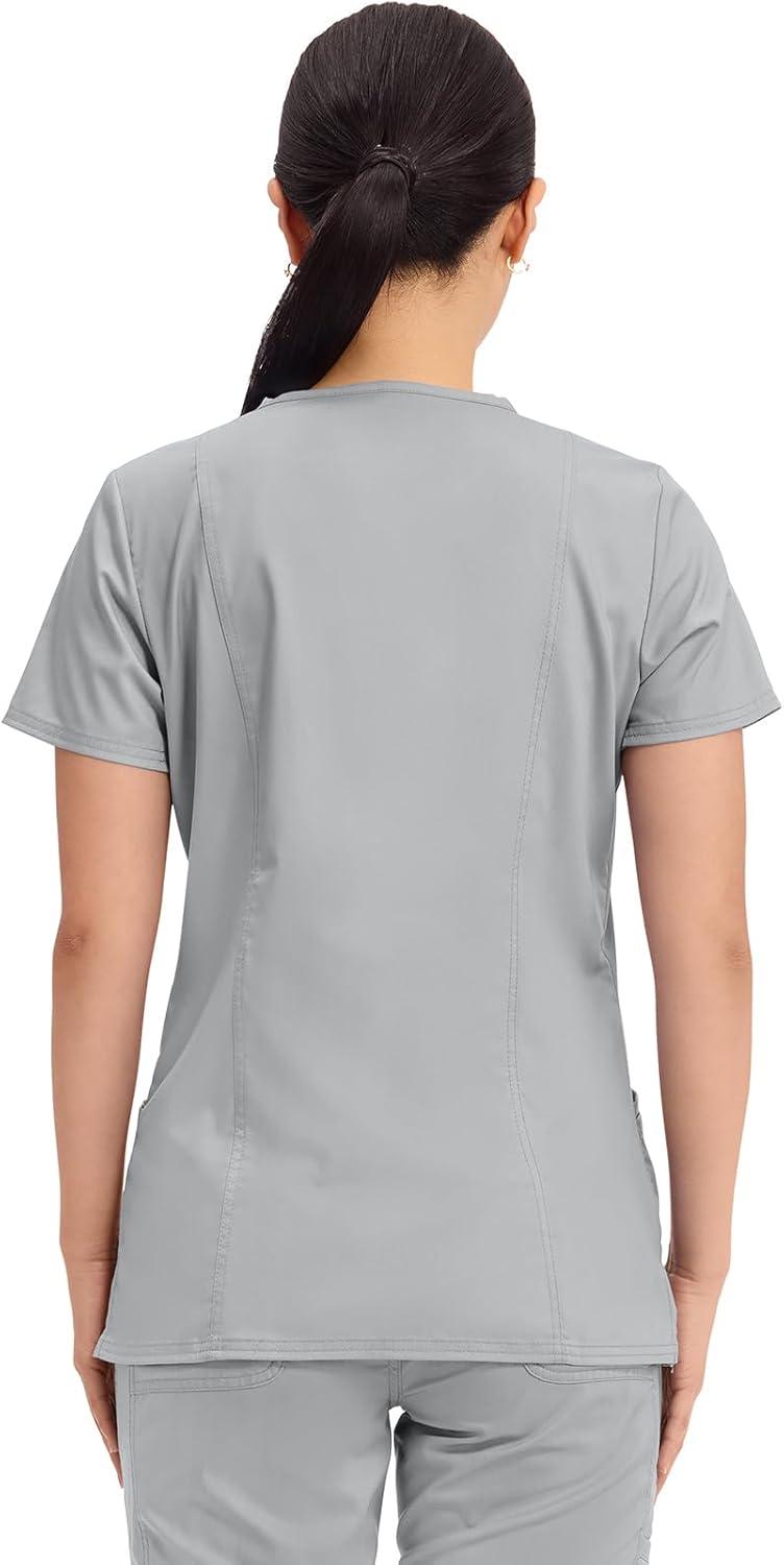 imageCherokee Medical Womens Scrub Top VNeck Modern Classic Fit with 3 Pockets Ultra Soft and 2Way Stretch Fabric WW620Grey