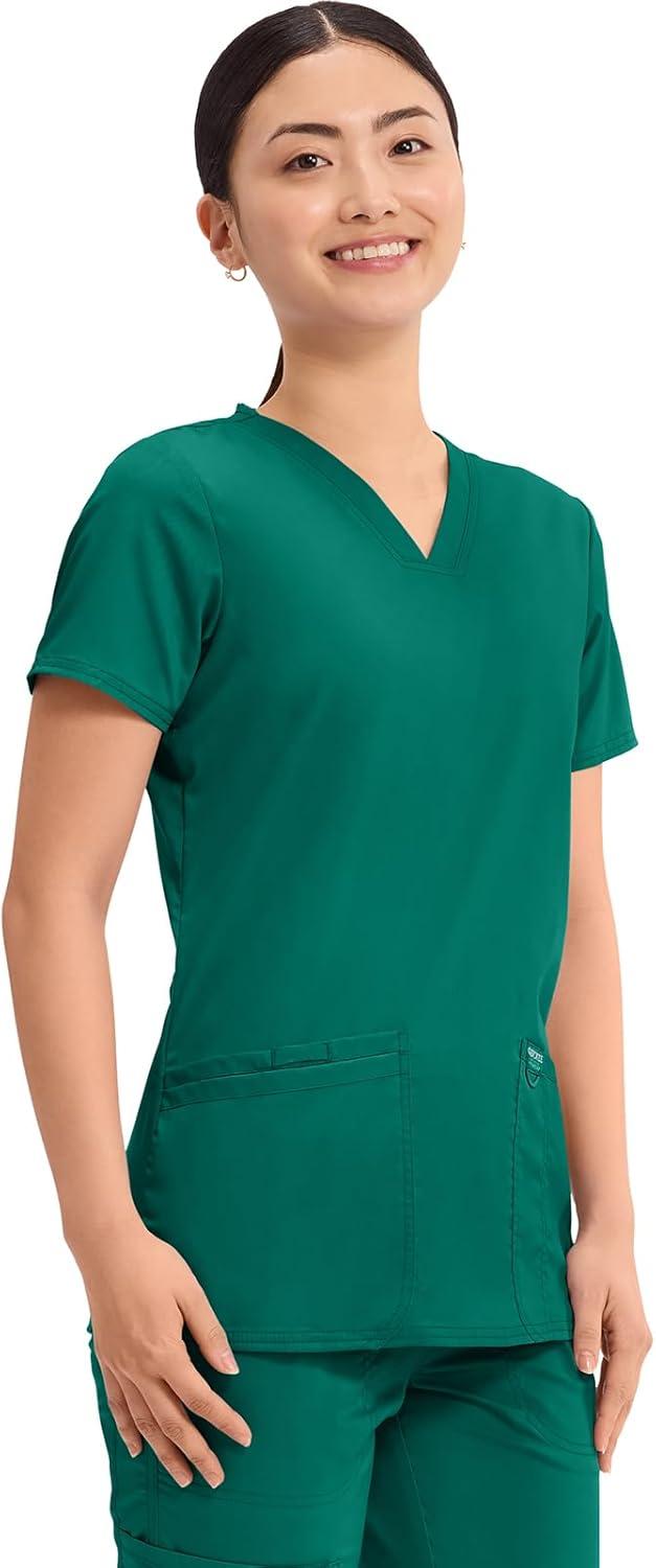 imageCherokee Medical Womens Scrub Top VNeck Modern Classic Fit with 3 Pockets Ultra Soft and 2Way Stretch Fabric WW620Hunter Green