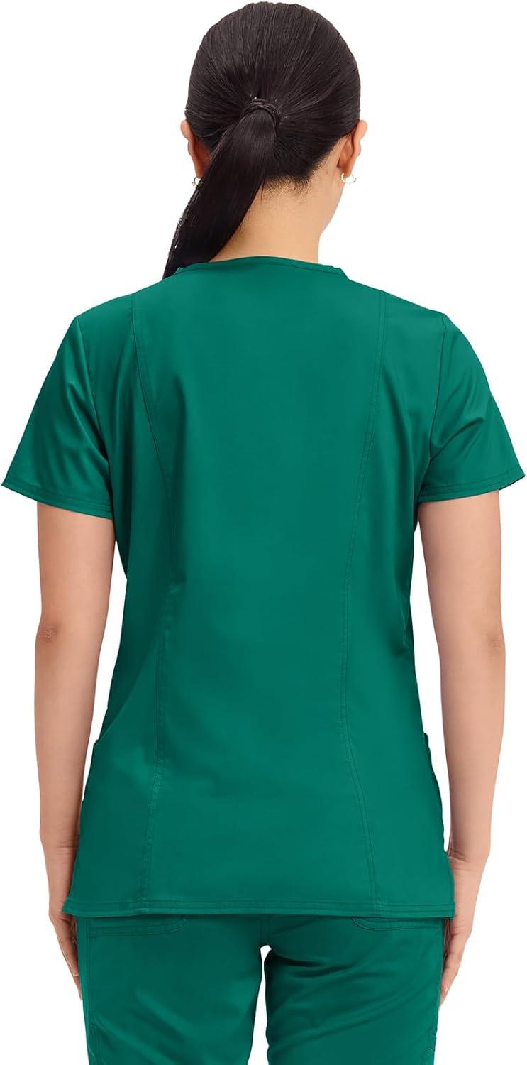 imageCherokee Medical Womens Scrub Top VNeck Modern Classic Fit with 3 Pockets Ultra Soft and 2Way Stretch Fabric WW620Hunter Green