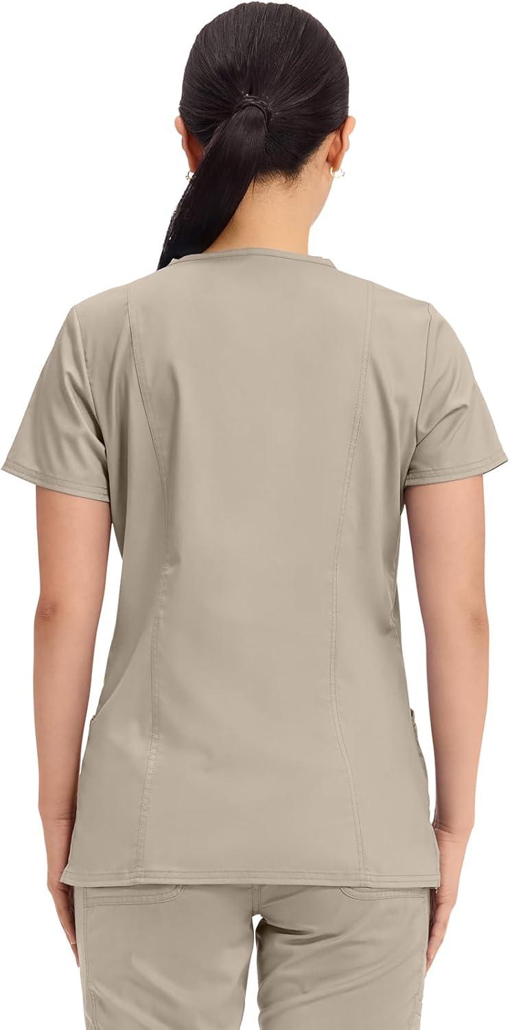 imageCherokee Medical Womens Scrub Top VNeck Modern Classic Fit with 3 Pockets Ultra Soft and 2Way Stretch Fabric WW620Khaki