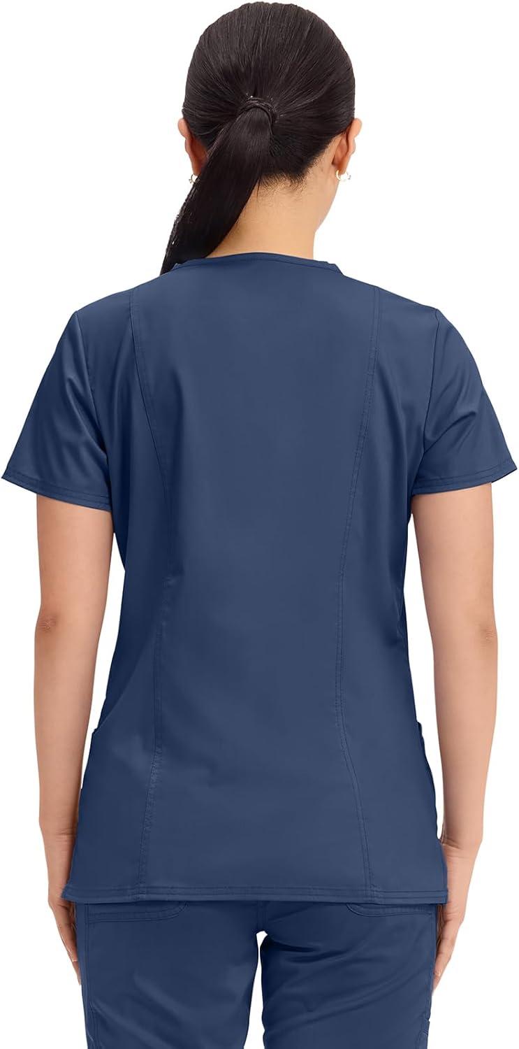 imageCherokee Medical Womens Scrub Top VNeck Modern Classic Fit with 3 Pockets Ultra Soft and 2Way Stretch Fabric WW620Navy