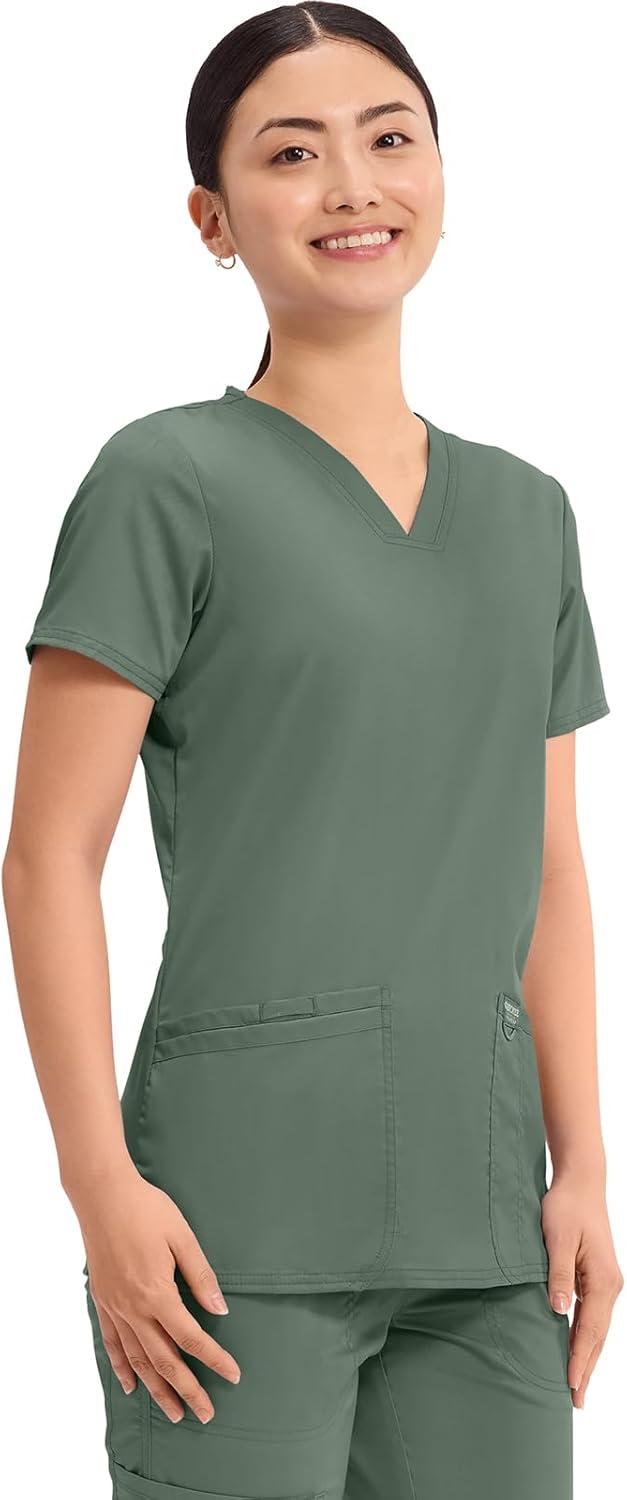 imageCherokee Medical Womens Scrub Top VNeck Modern Classic Fit with 3 Pockets Ultra Soft and 2Way Stretch Fabric WW620Olive