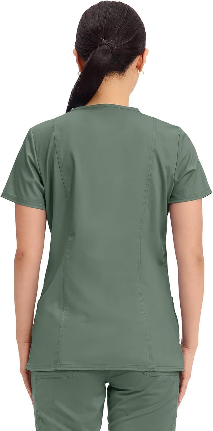 imageCherokee Medical Womens Scrub Top VNeck Modern Classic Fit with 3 Pockets Ultra Soft and 2Way Stretch Fabric WW620Olive