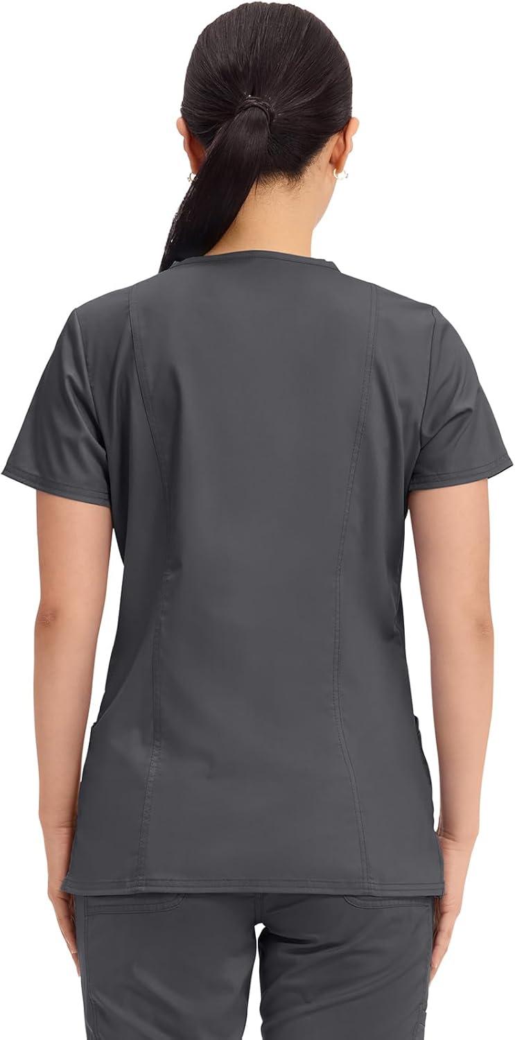 imageCherokee Medical Womens Scrub Top VNeck Modern Classic Fit with 3 Pockets Ultra Soft and 2Way Stretch Fabric WW620Pewter