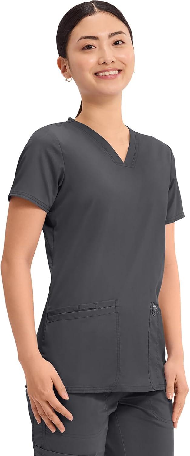 imageCherokee Medical Womens Scrub Top VNeck Modern Classic Fit with 3 Pockets Ultra Soft and 2Way Stretch Fabric WW620Pewter