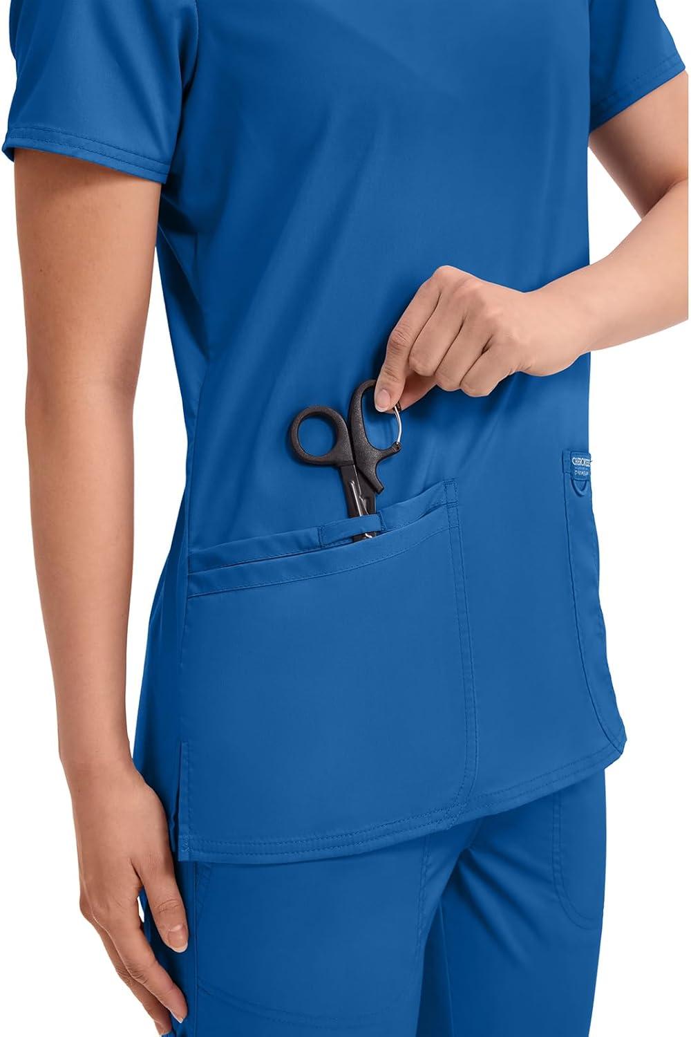 imageCherokee Medical Womens Scrub Top VNeck Modern Classic Fit with 3 Pockets Ultra Soft and 2Way Stretch Fabric WW620Royal