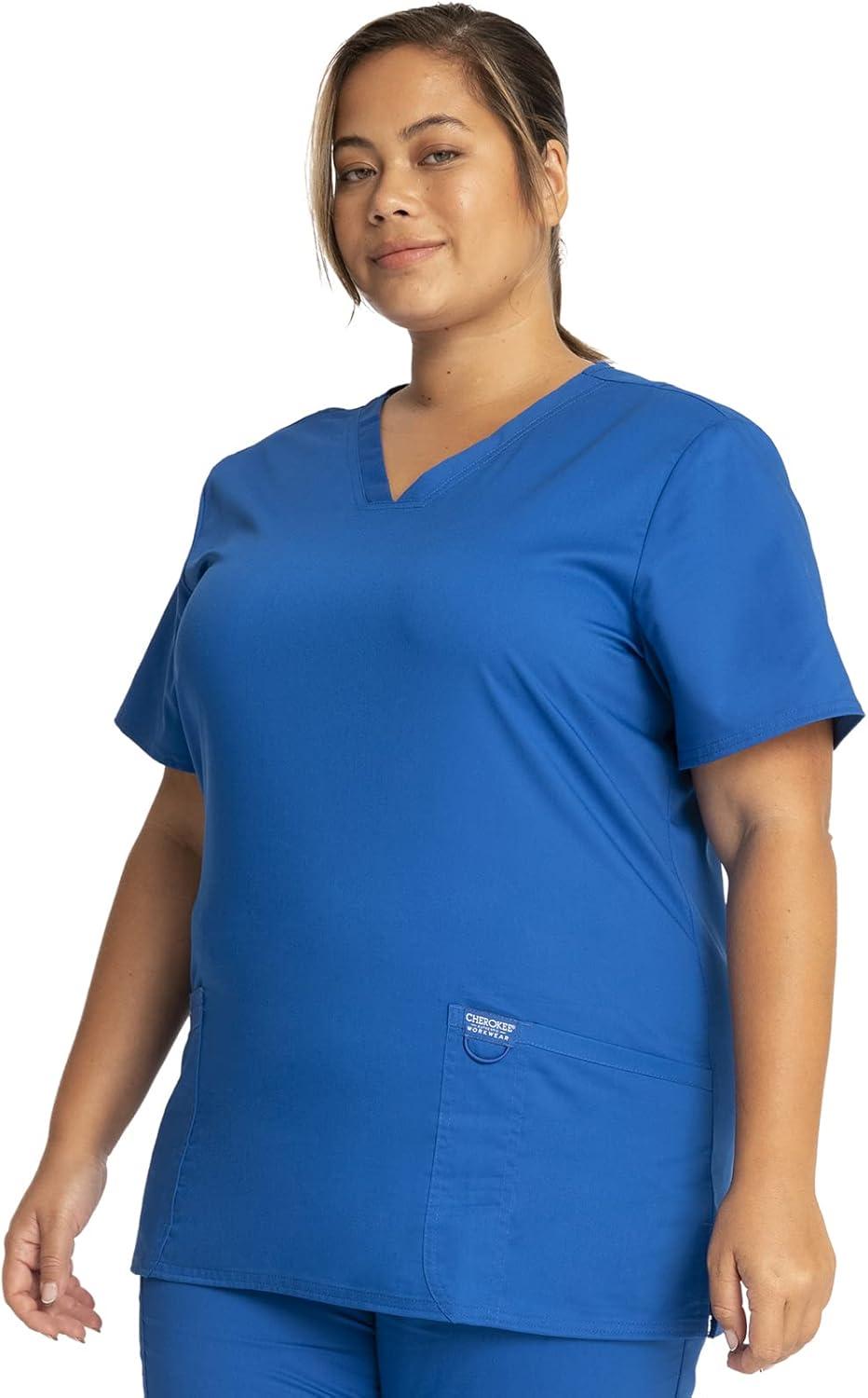 imageCherokee Medical Womens Scrub Top VNeck Modern Classic Fit with 3 Pockets Ultra Soft and 2Way Stretch Fabric WW620Royal