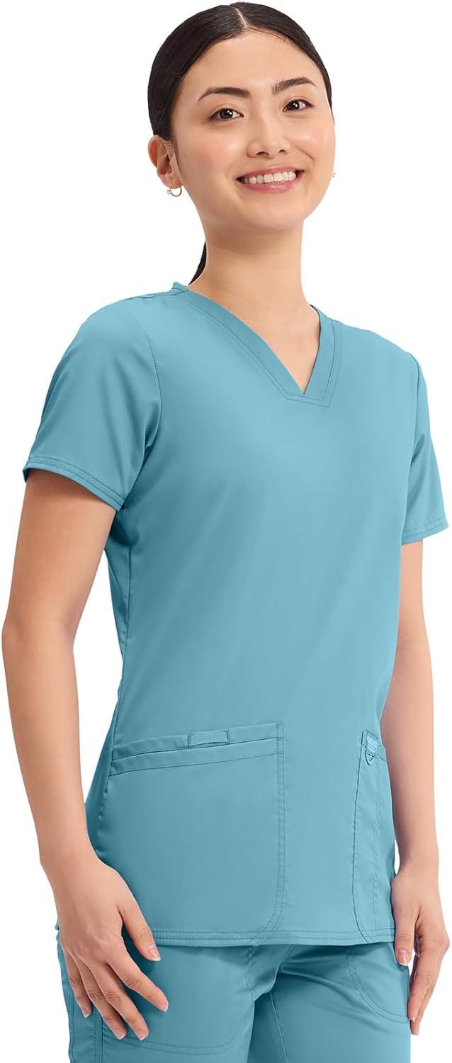 imageCherokee Medical Womens Scrub Top VNeck Modern Classic Fit with 3 Pockets Ultra Soft and 2Way Stretch Fabric WW620Soft Marine