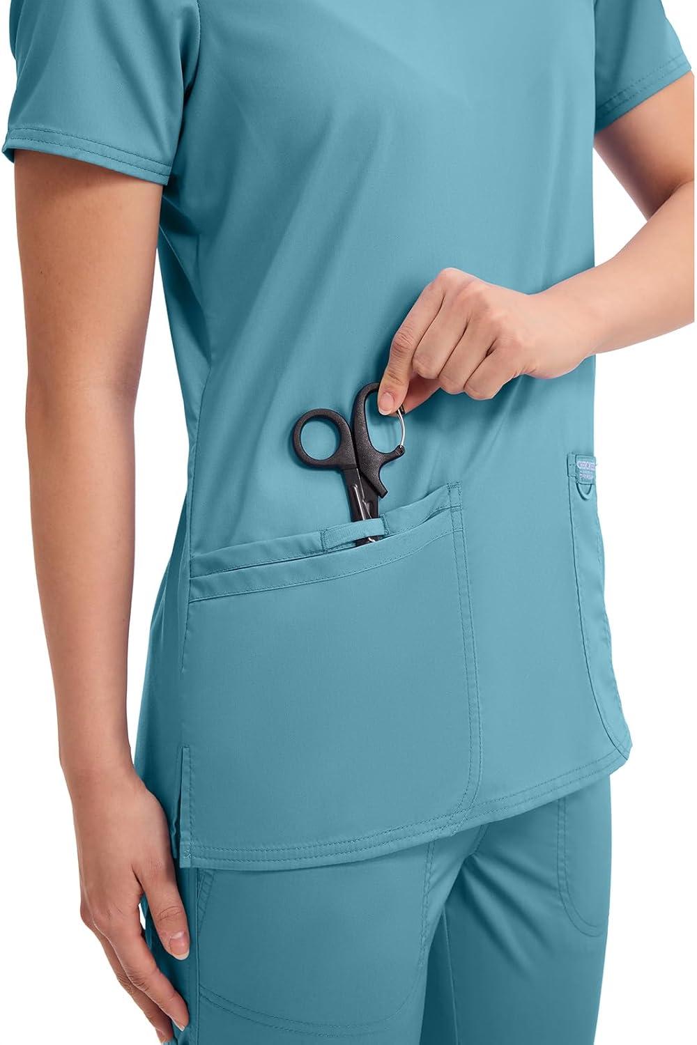imageCherokee Medical Womens Scrub Top VNeck Modern Classic Fit with 3 Pockets Ultra Soft and 2Way Stretch Fabric WW620Soft Marine