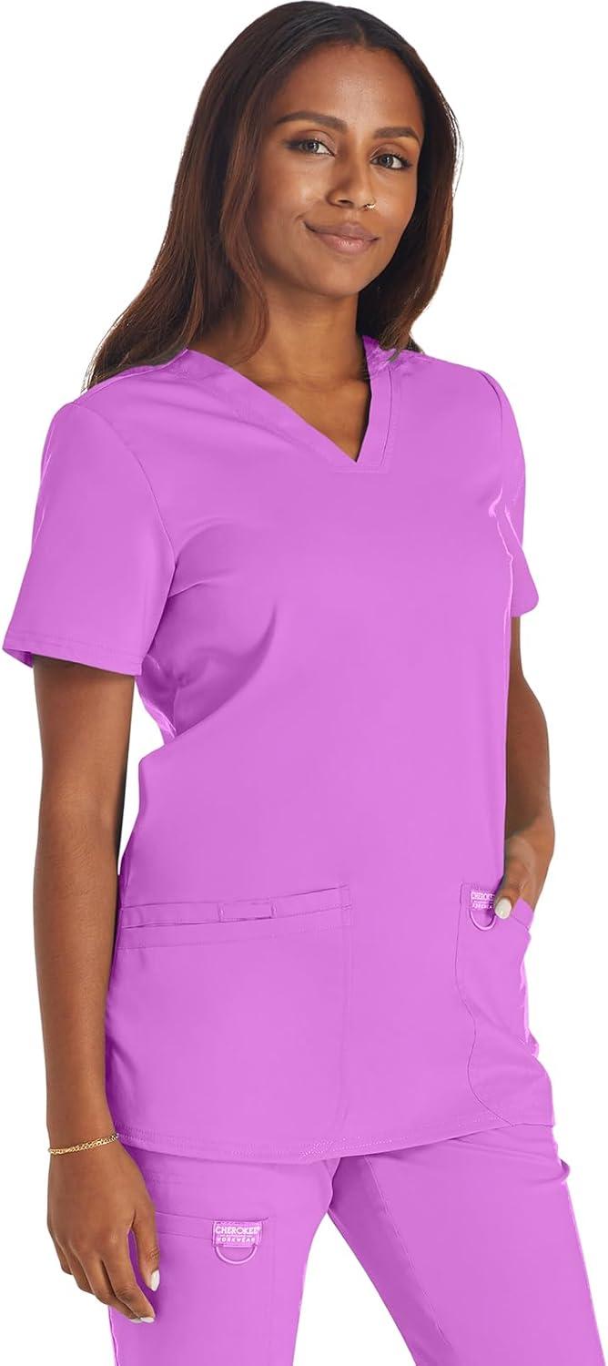 imageCherokee Medical Womens Scrub Top VNeck Modern Classic Fit with 3 Pockets Ultra Soft and 2Way Stretch Fabric WW620Sweet Berry
