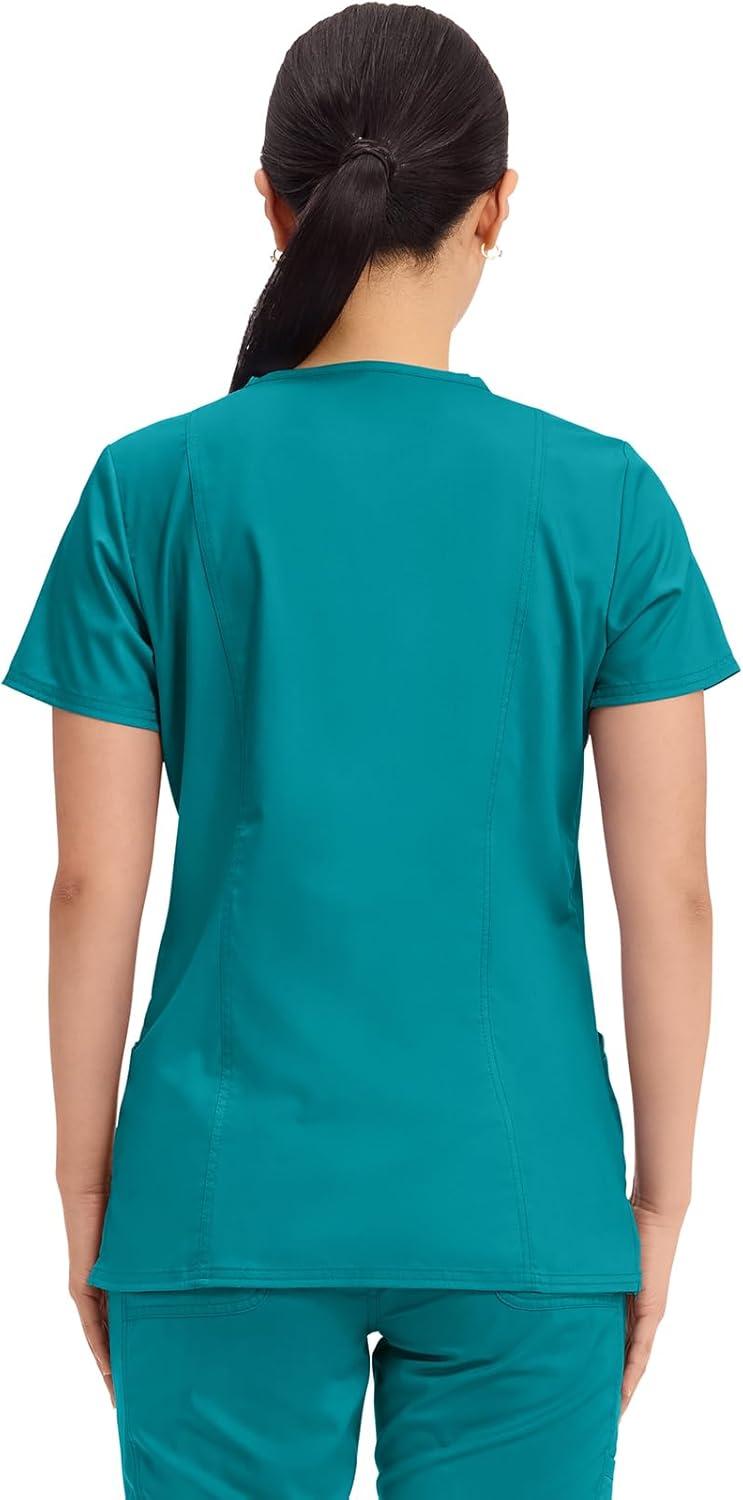 imageCherokee Medical Womens Scrub Top VNeck Modern Classic Fit with 3 Pockets Ultra Soft and 2Way Stretch Fabric WW620Teal Blue