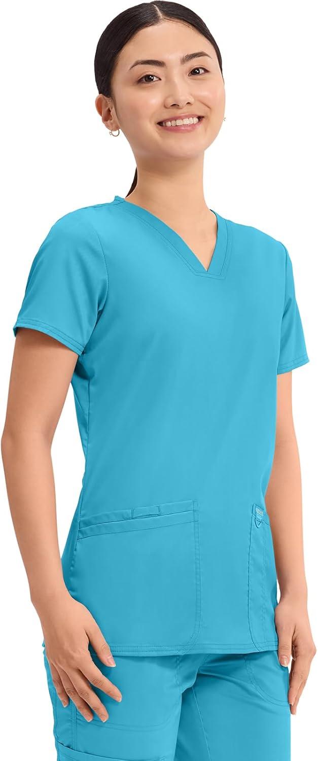 imageCherokee Medical Womens Scrub Top VNeck Modern Classic Fit with 3 Pockets Ultra Soft and 2Way Stretch Fabric WW620Turquoise