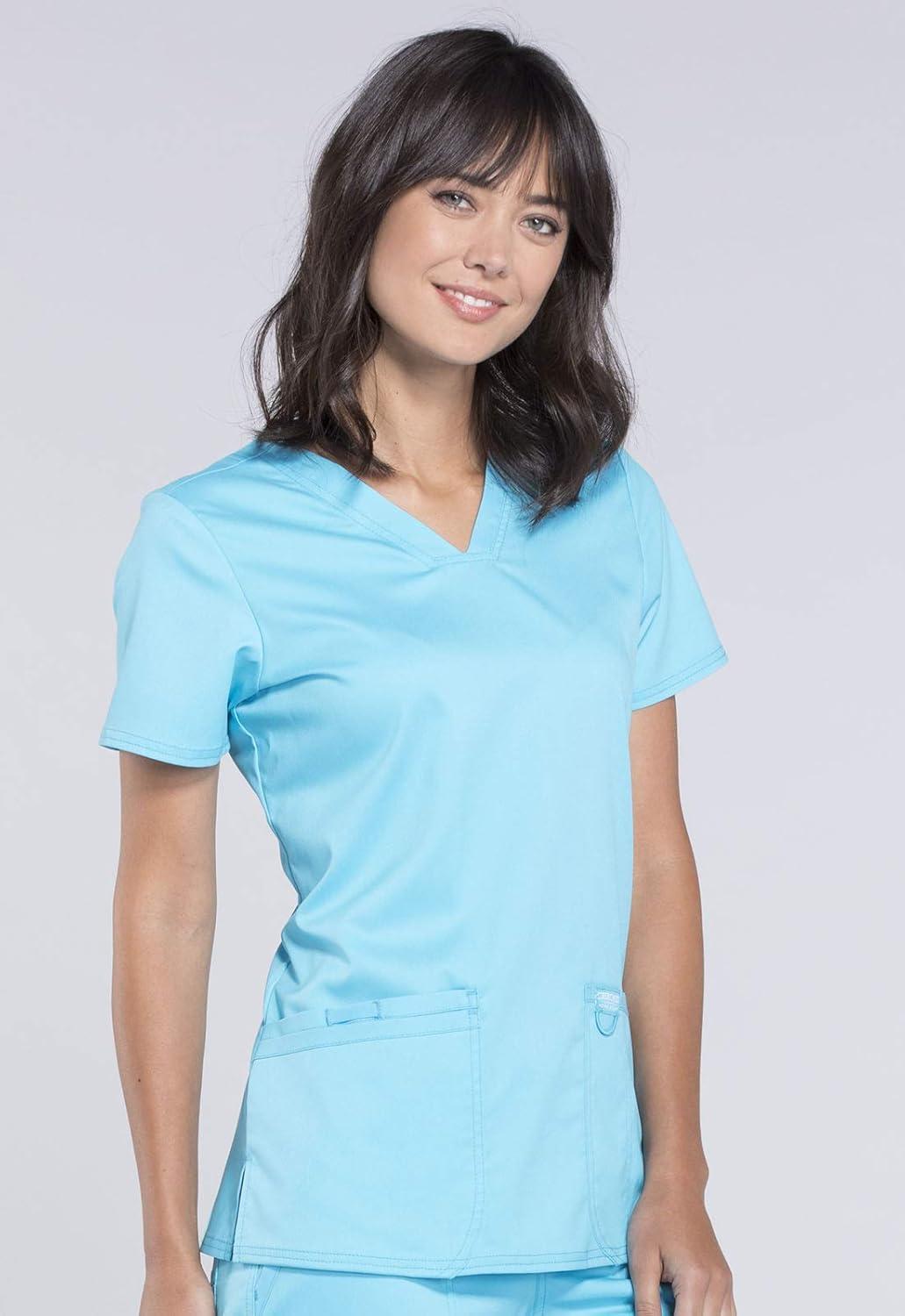 imageCherokee Medical Womens Scrub Top VNeck Modern Classic Fit with 3 Pockets Ultra Soft and 2Way Stretch Fabric WW620Turquoise