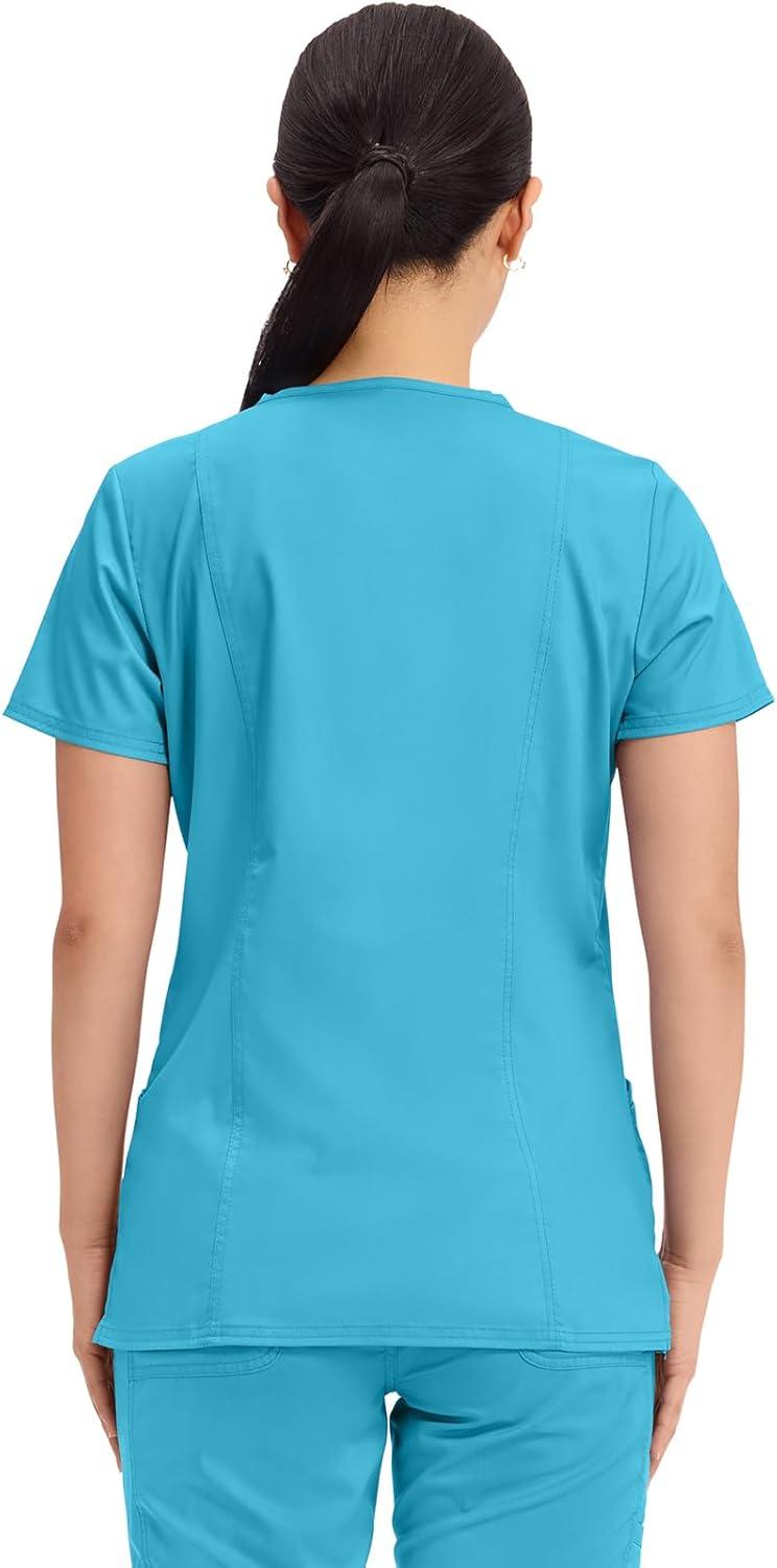 imageCherokee Medical Womens Scrub Top VNeck Modern Classic Fit with 3 Pockets Ultra Soft and 2Way Stretch Fabric WW620Turquoise