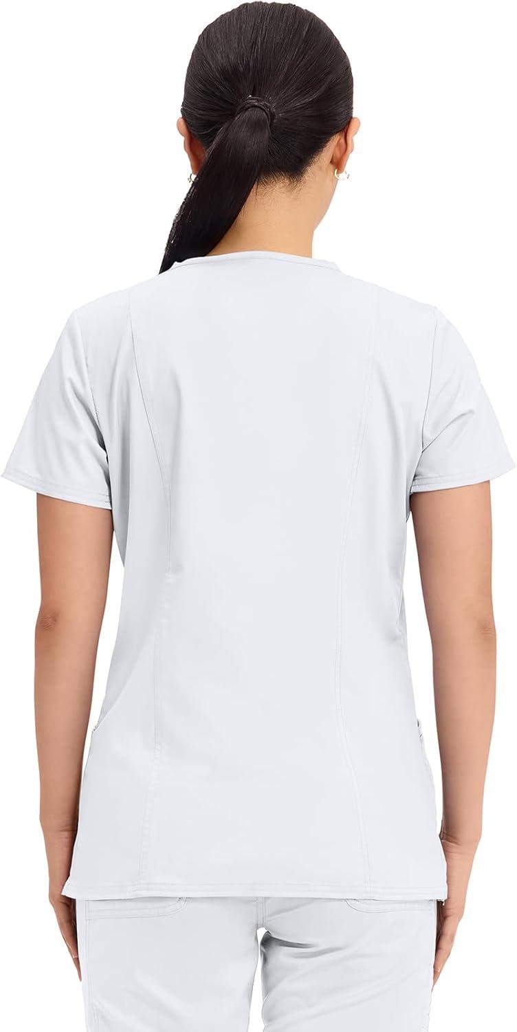 imageCherokee Medical Womens Scrub Top VNeck Modern Classic Fit with 3 Pockets Ultra Soft and 2Way Stretch Fabric WW620White