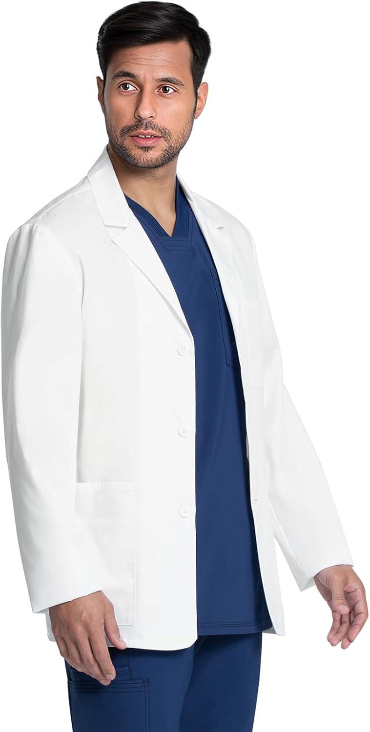 imageCherokee Mens Lab Coat 30 Mens Consultation White Coat Durable Mechanical Stretch CK401White