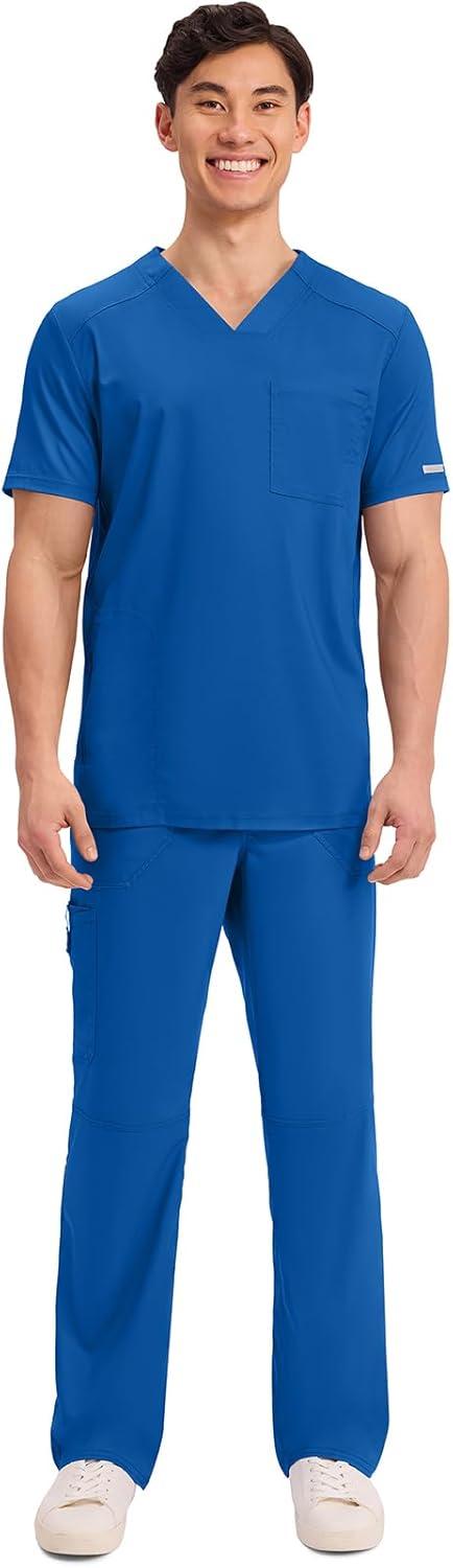 imageCherokee Mens VNeck Scrub Top with Mesh Yoke and Side Panels for Extra Breathability WW603Royal