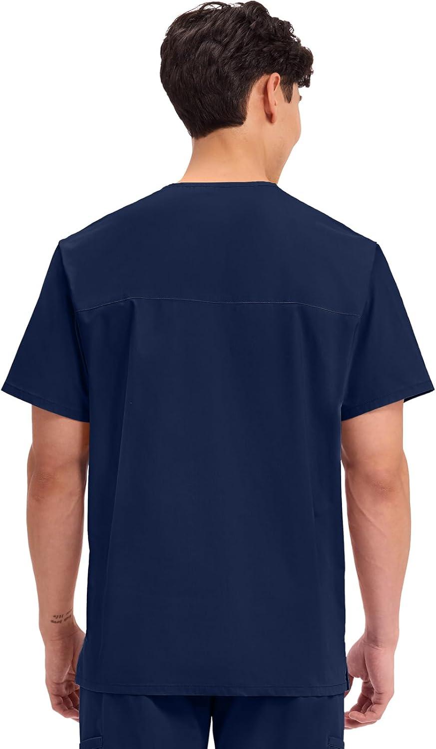 imageCherokee Mens VNeck Top Traditional fit with 4 Pockets Ultra Soft Durable Fade Resistant 2Way Stretch Fabric WW695Navy