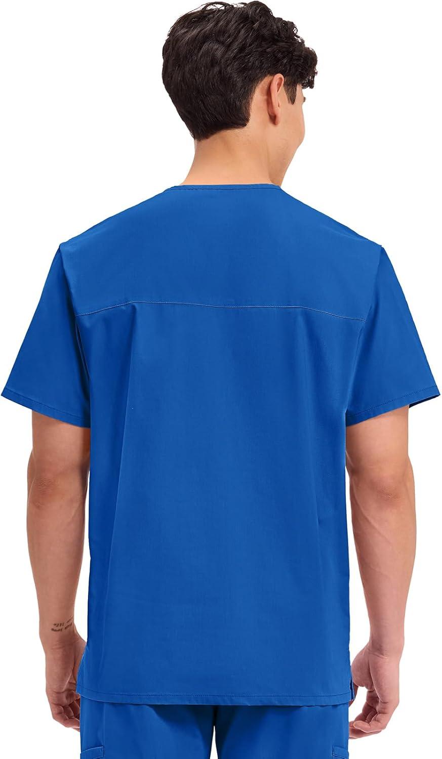 imageCherokee Mens VNeck Top Traditional fit with 4 Pockets Ultra Soft Durable Fade Resistant 2Way Stretch Fabric WW695Royal