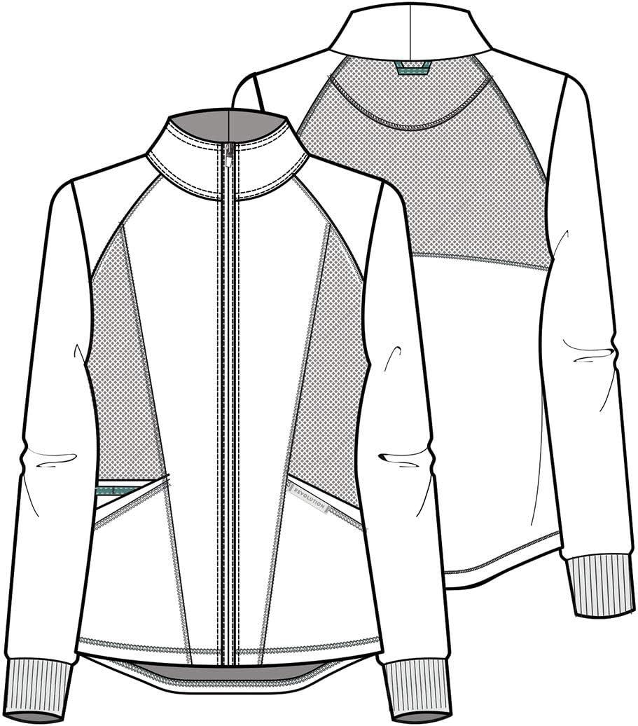 imageCherokee Scrub Jacket for Women Zip Front HighLow Medical Uniform 3 Pockets Mesh Detail Ultra Soft 2Way Stretch WW301Royal