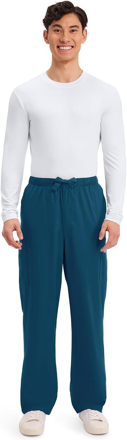 imageCherokee Scrub Pants for Men Cargo Nursing Bottom with Zip Fly 7 Pockets Elastic Waist amp 2Way Stretch Fabric 4243Caribbean Blue
