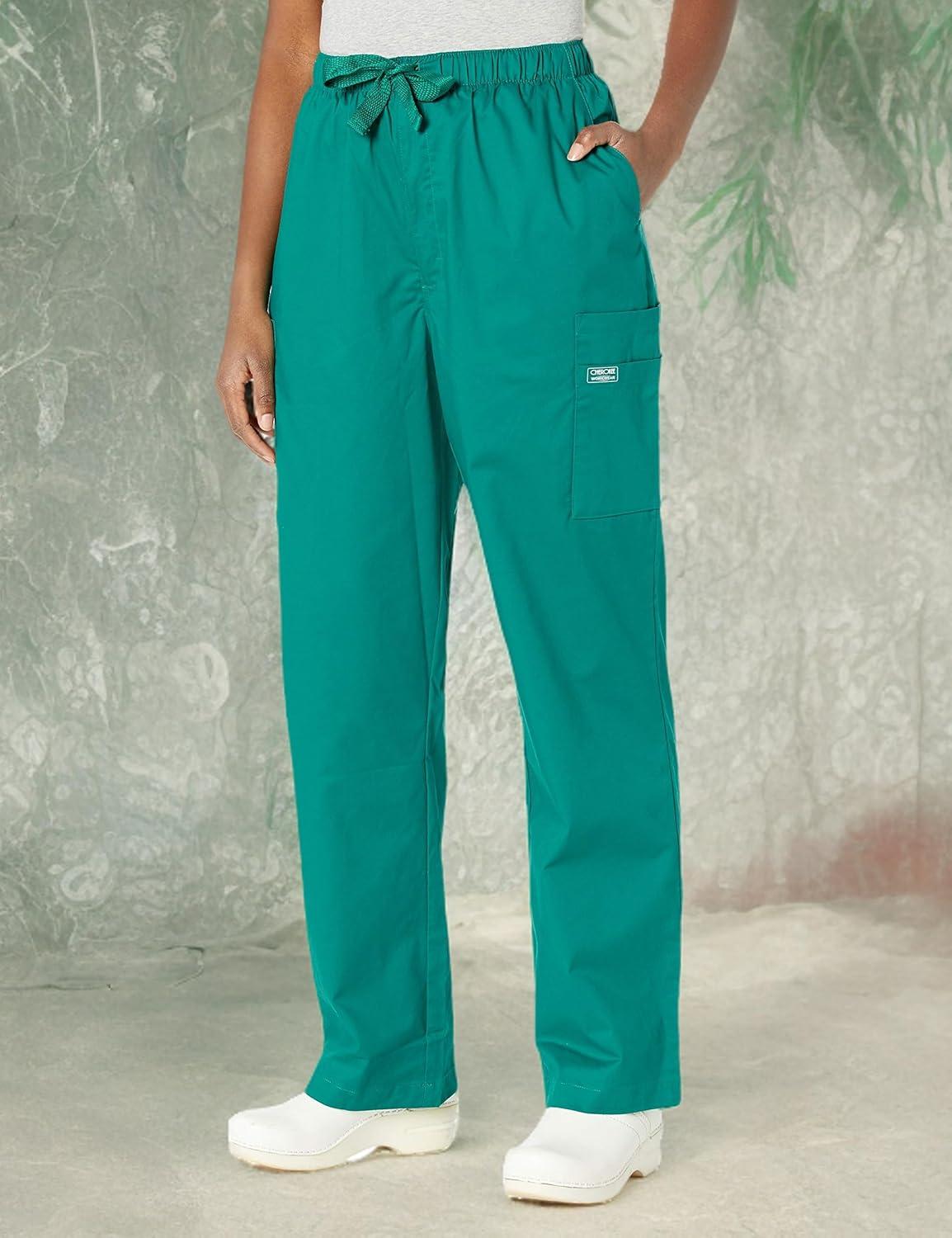 imageCherokee Scrub Pants for Men Cargo Nursing Bottom with Zip Fly 7 Pockets Elastic Waist amp 2Way Stretch Fabric 4243Hunter