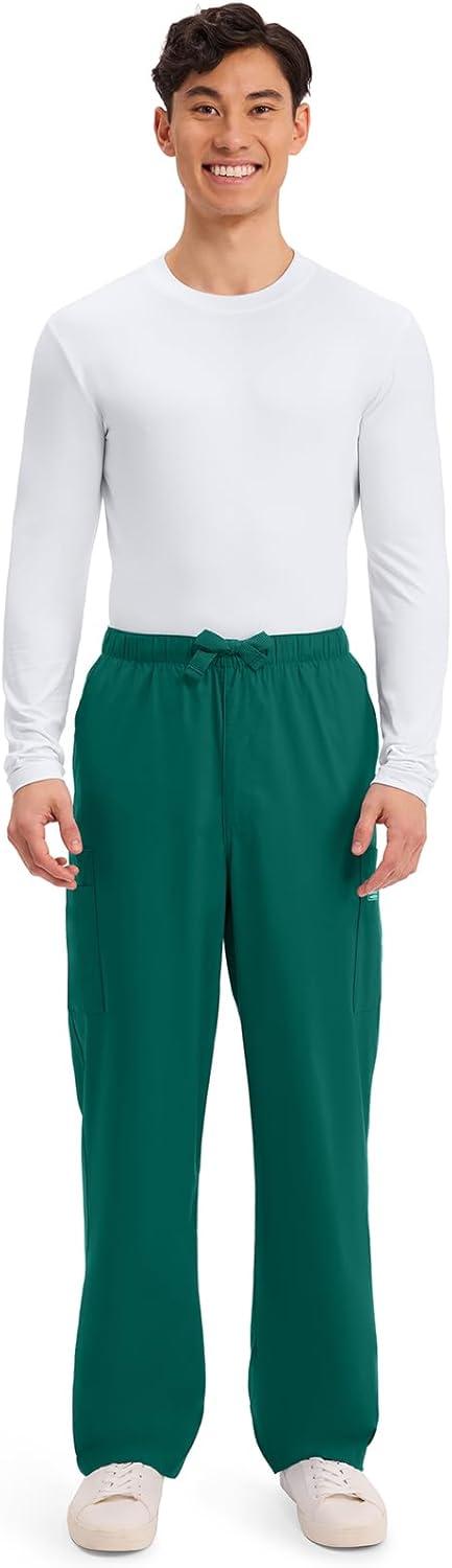 imageCherokee Scrub Pants for Men Cargo Nursing Bottom with Zip Fly 7 Pockets Elastic Waist amp 2Way Stretch Fabric 4243Hunter