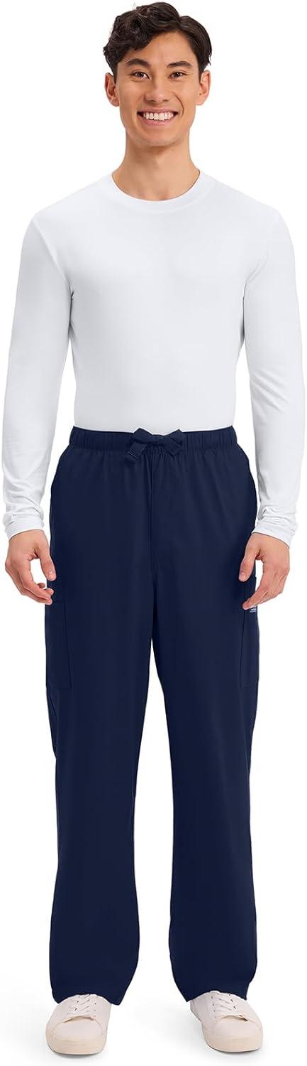 imageCherokee Scrub Pants for Men Cargo Nursing Bottom with Zip Fly 7 Pockets Elastic Waist amp 2Way Stretch Fabric 4243Navy