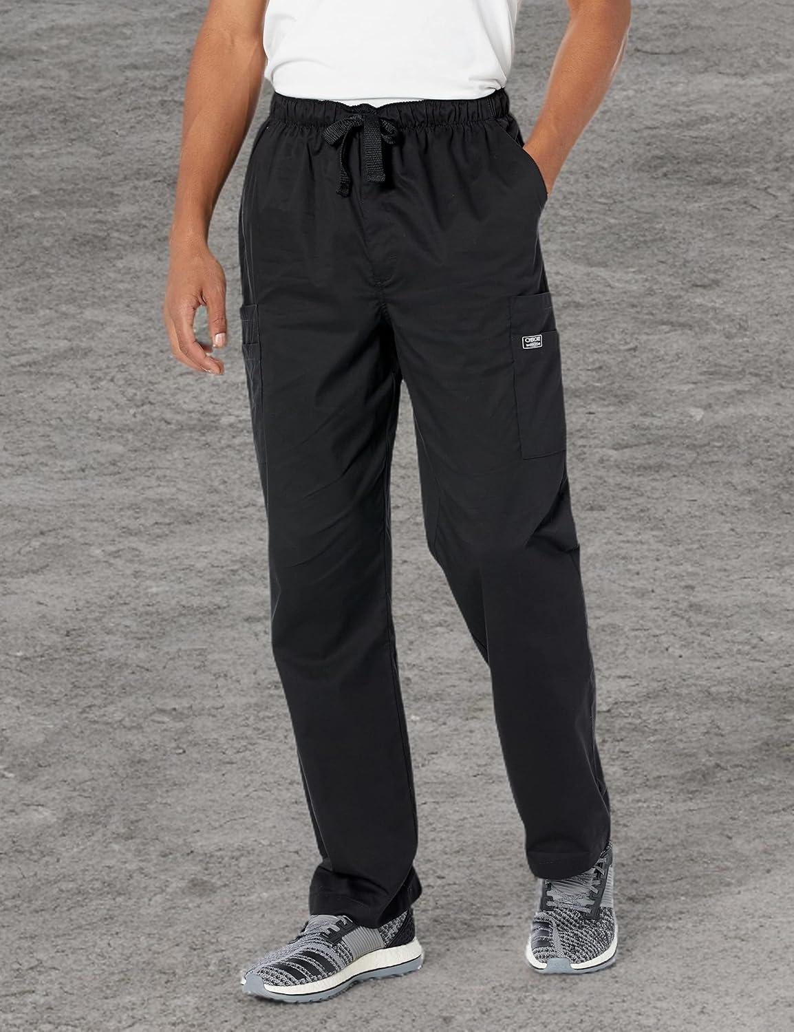 imageCherokee Scrub Pants for Men Cargo Nursing Bottom with Zip Fly 7 Pockets Elastic Waist amp 2Way Stretch Fabric 4243Pewter