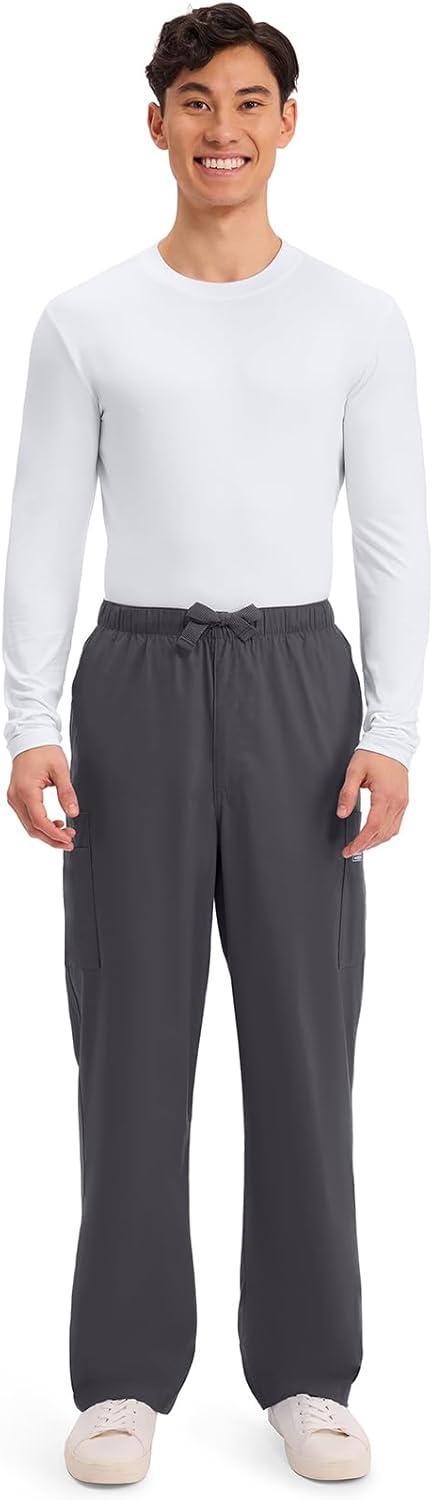 imageCherokee Scrub Pants for Men Cargo Nursing Bottom with Zip Fly 7 Pockets Elastic Waist amp 2Way Stretch Fabric 4243Pewter