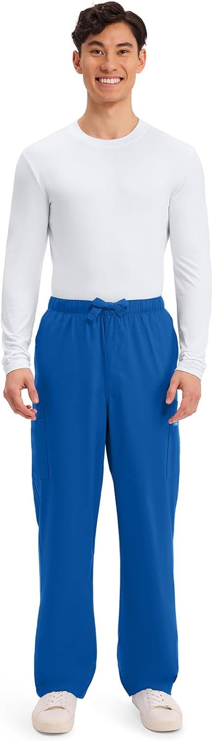 imageCherokee Scrub Pants for Men Cargo Nursing Bottom with Zip Fly 7 Pockets Elastic Waist amp 2Way Stretch Fabric 4243Royal