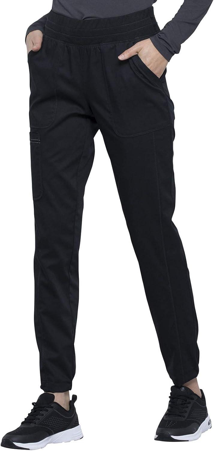 imageCherokee Scrub Pants for Women Jogger Natural Rise Medical Uniform 5 Pocket Elastic Waist Ultra Soft 2Way Stretch WW011Black
