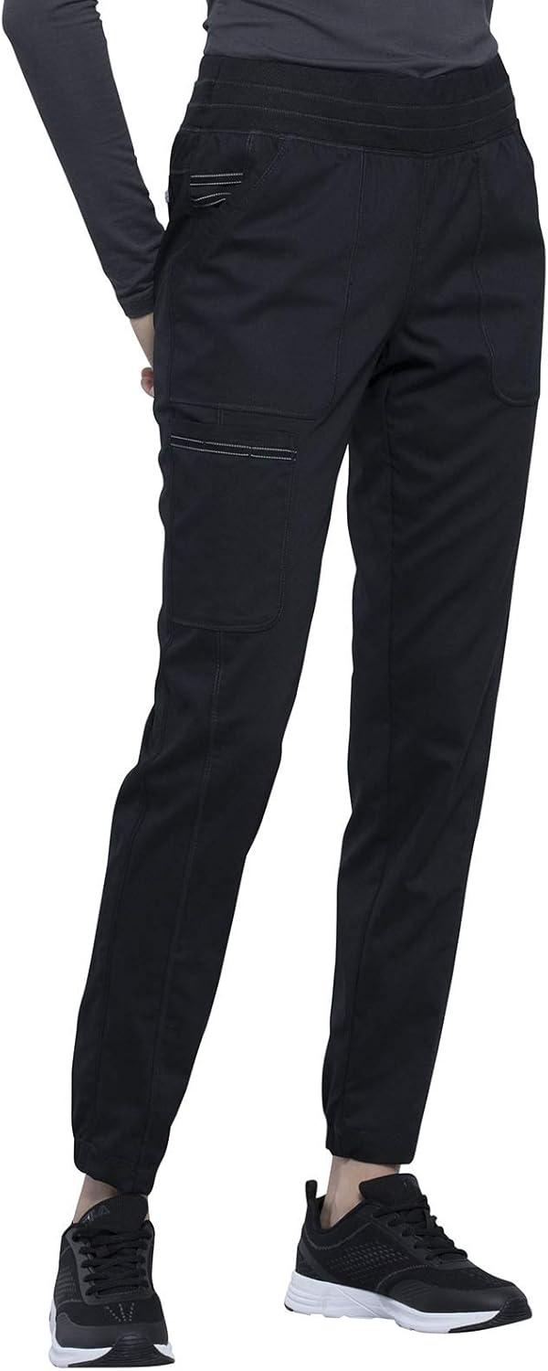imageCherokee Scrub Pants for Women Jogger Natural Rise Medical Uniform 5 Pocket Elastic Waist Ultra Soft 2Way Stretch WW011Black