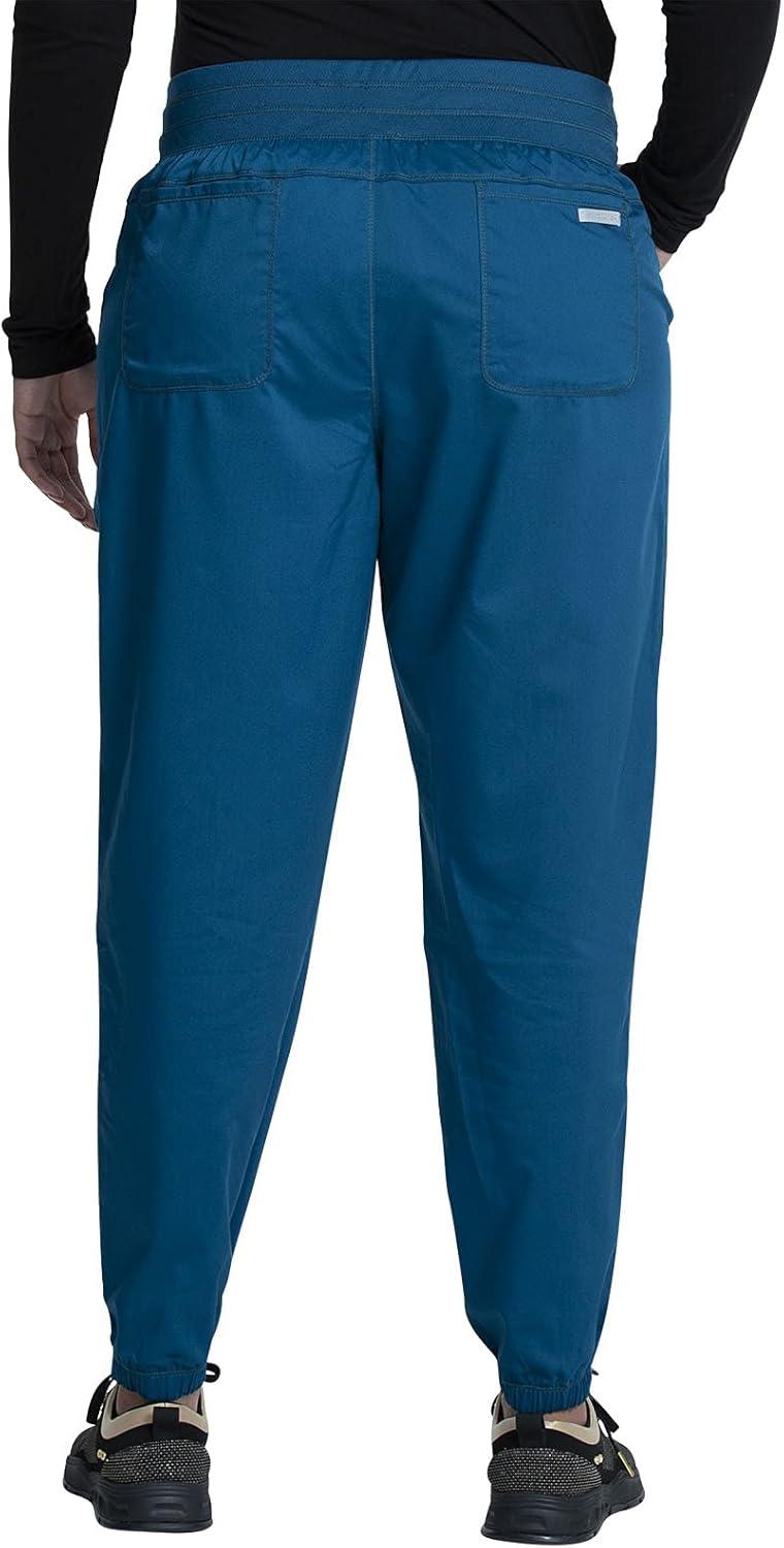 imageCherokee Scrub Pants for Women Jogger Natural Rise Medical Uniform 5 Pocket Elastic Waist Ultra Soft 2Way Stretch WW011Caribbean Blue