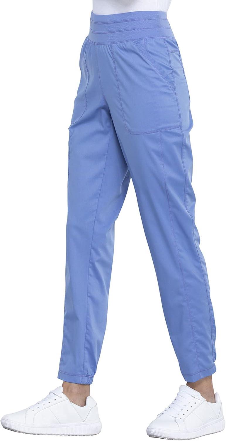 imageCherokee Scrub Pants for Women Jogger Natural Rise Medical Uniform 5 Pocket Elastic Waist Ultra Soft 2Way Stretch WW011Ciel Blue